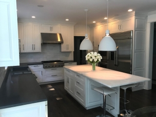 Darien White Kitchen And Black Granite Countertops Digesu